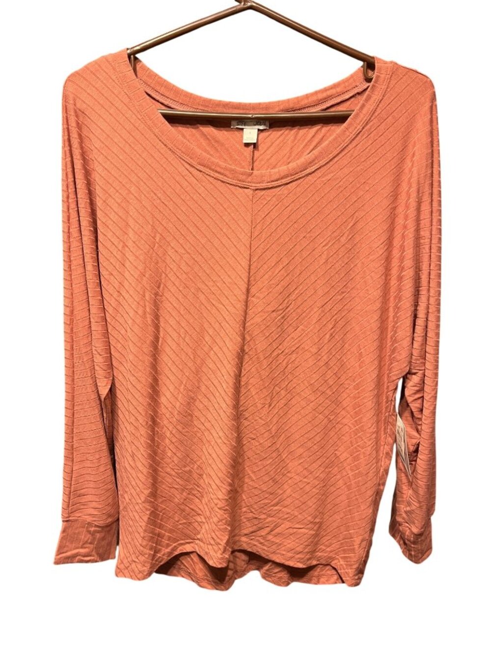 Jenni Intimates Style Not Size Withered Rose Long-Sleeve Top Lightweight Ribbed
